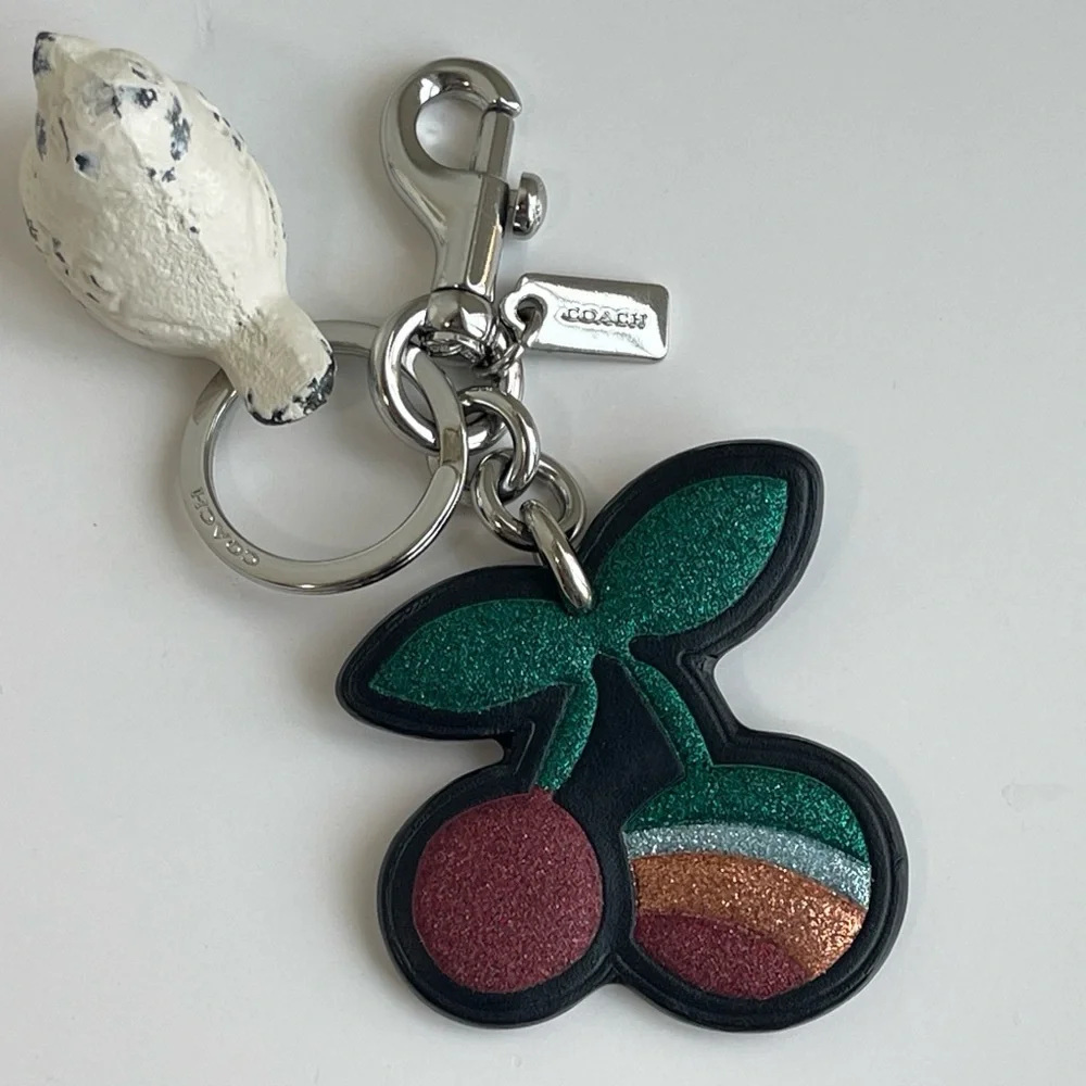 COACH Cherry Leather Bag Charm Key Fob